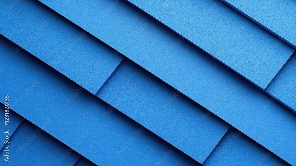 Obraz premium Blue diagonal panels, overlapping texture, studio backdrop, design element