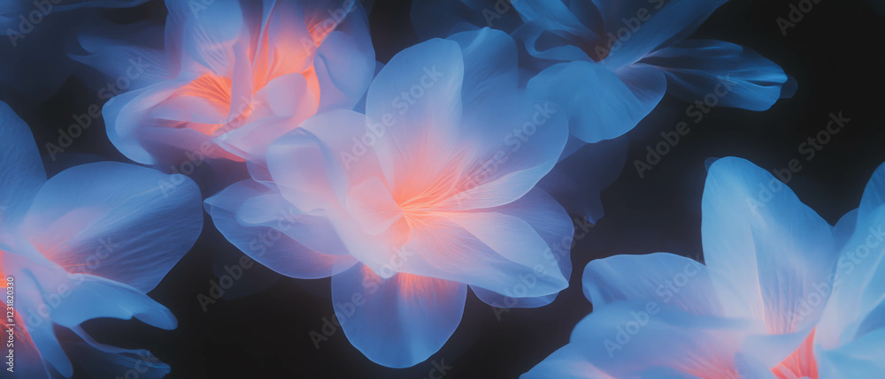 Obraz premium Colorful flower petals and abstract shapes create harmony on a dark background