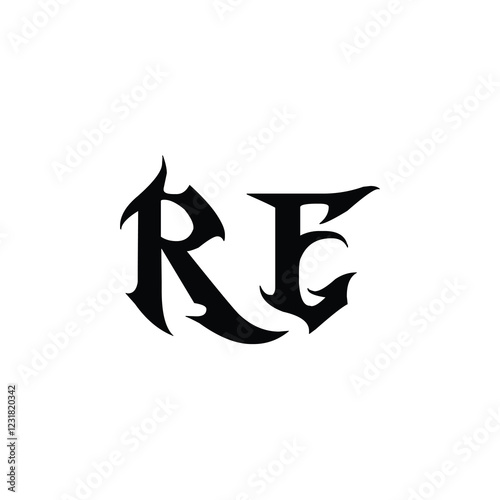 RE monogram logo design letter text name symbol monochrome logotype alphabet character simple logo