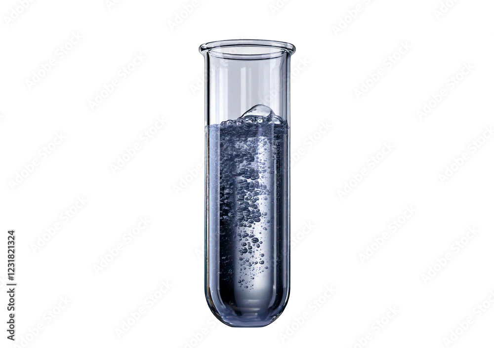 Test tube containing Silver liquid, commonly used in scientific or medical visuals isolated on transparent or white background Test tube containing Silver liquid, commonly used in scientific or medical visuals isolated on transparent or white background