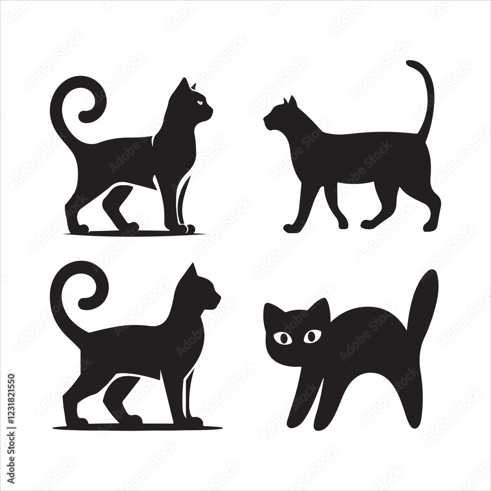 Cat vector silhouette illustration	