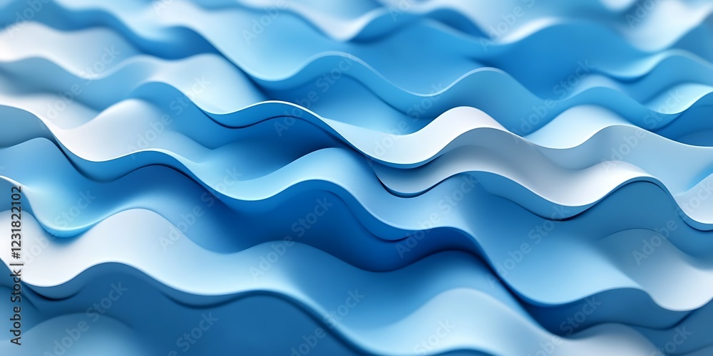 Fototapeta premium Abstract blue waves, flowing design, calming background, website banner