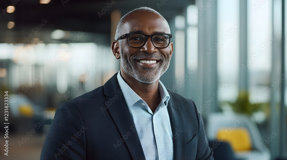 Confident and Successful Businessman Smiling in a Modern Office Representing Leadership, Professionalism, and Corporate Success. Generative ai Confident and Successful Businessman Smiling in a Modern Office Representing Leadership, Professionalism, and Corporate Success. Generative ai