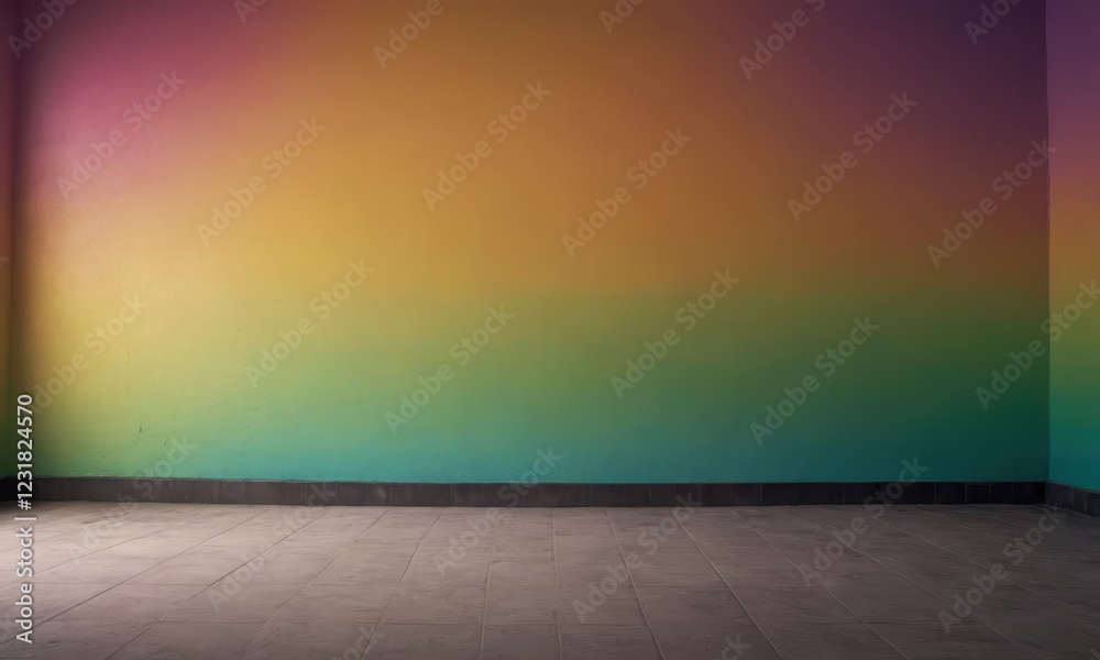 Cement wall and floor for copy space, vibrant, Colorful gradient splash