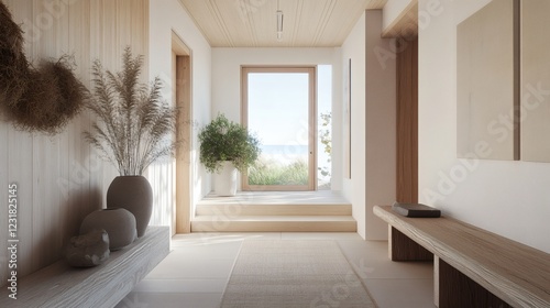 Wallpaper Mural Serene Coastal Entryway Minimalist Home Interior Design Torontodigital.ca