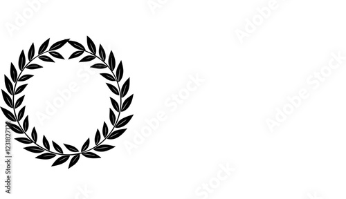 Simple black and white laurel wreath circle icon illustration vector. 