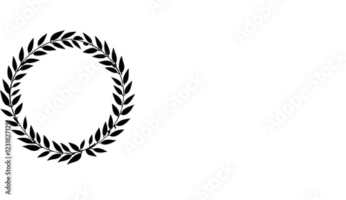 Simple black and white laurel wreath circle icon illustration vector. 