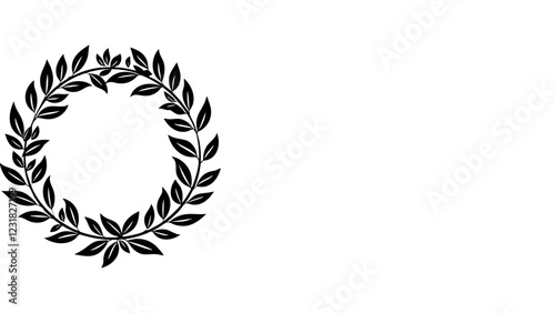 Simple black and white laurel wreath circle icon illustration vector. 