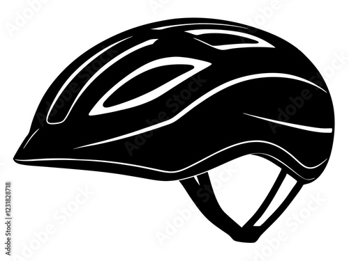 Cycle helmet black silhouette vector, Simple silhouette Design vector icon with white background. bike helmet vector
