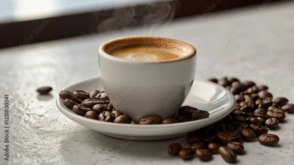 Rich Espresso with Thick Crema Steaming on White Table – Coffee Perfection Rich Espresso with Thick Crema Steaming on White Table – Coffee Perfection