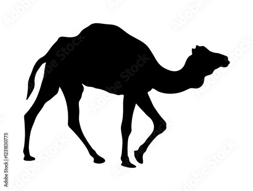 Silhouette of Camel Caravan isolated design inspiration, black and white graphic, vector illustration