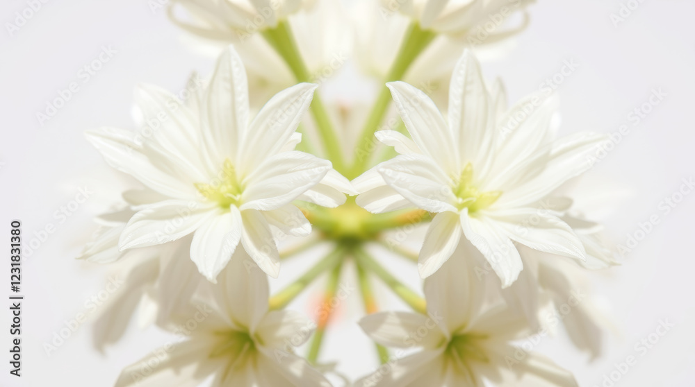 Obraz premium Delicate white flowers creating a stunning symmetrical pattern