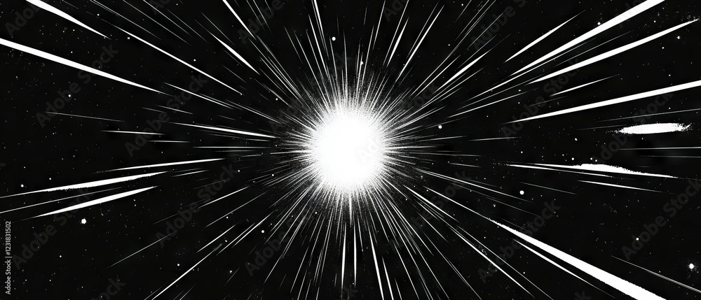 Obraz premium Concentric circular spark patterns radiate from central space in a black background design