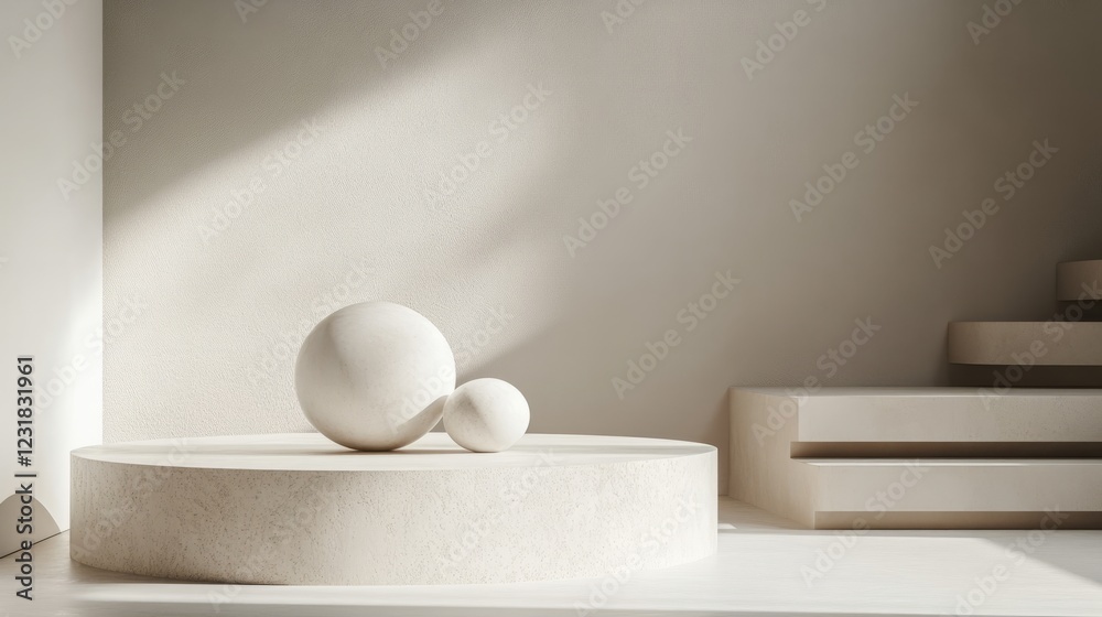 Close-up view of a modern minimal podium with elegant design and smooth surfaces, perfect for a minimalist product display Close-up view of a modern minimal podium with elegant design and smooth surfaces, perfect for a minimalist product display