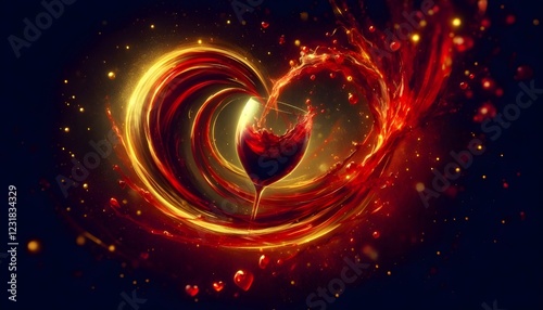 Elegant Wine Splash Creating a Symbol of Love.