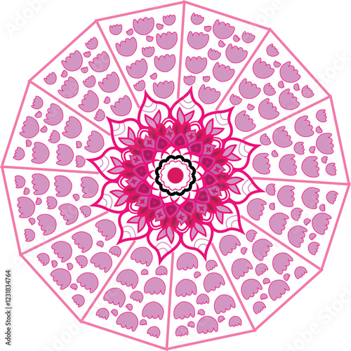 pink color flower mandala design with white background