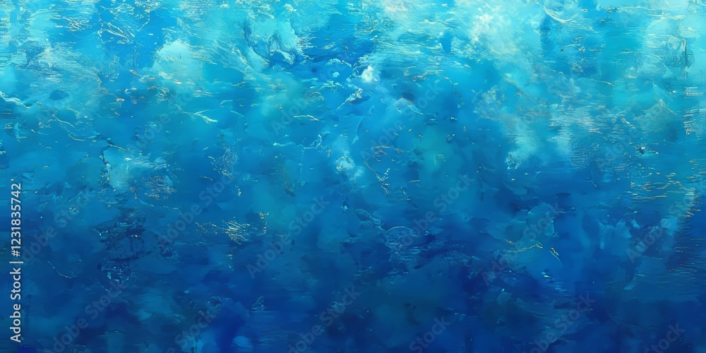 Obraz premium Abstract Blue Painted Background With Texture, Vibrant Turquoise And Teal Watercolor Style