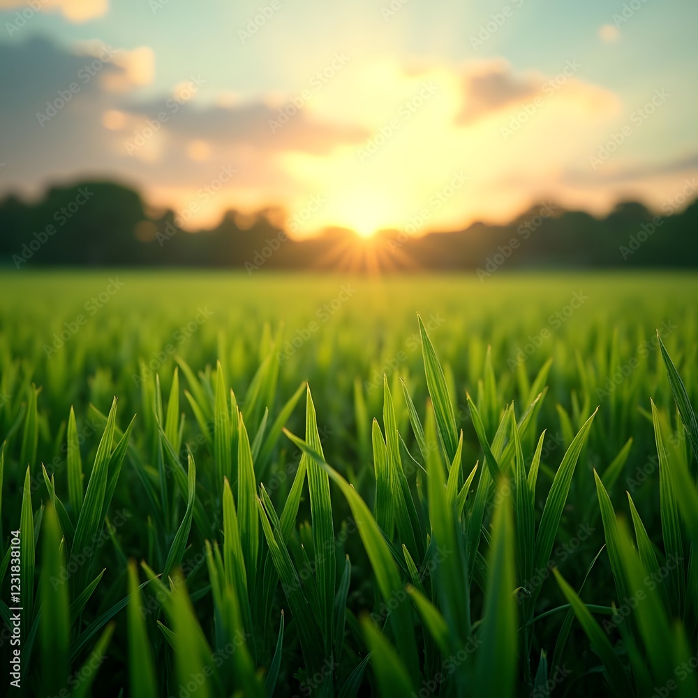 Fototapeta premium Emerald Dawn Neural Network's Abstract Greenery Pattern