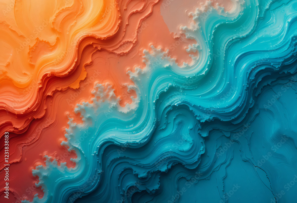 Obraz premium abstract background of vibrant orange and turquoise waters meeting