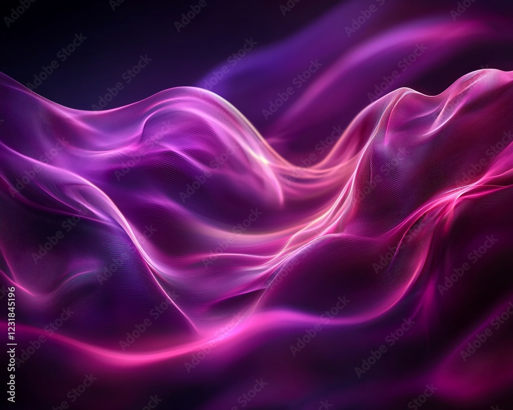 Fototapeta premium Abstract purple and pink glowing wave background.