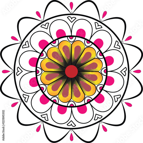 abstract floral pink color mandala design with white background
