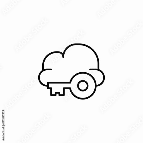 cloud key lock icon sign vector
