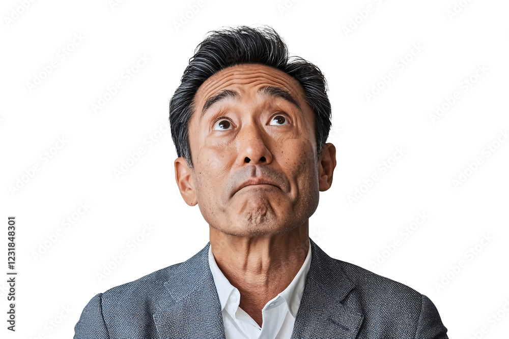 Pensive reflection of a middle-aged man studio setting portrait close-up contemplating life choices Pensive reflection of a middle-aged man studio setting portrait close-up contemplating life choices