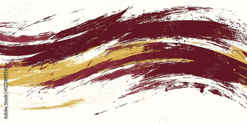 Abstract gold maroon brush strokes design, white background, website banner