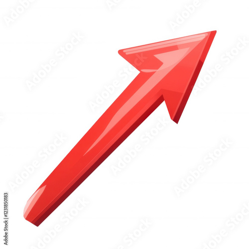 Red arrow pointing upwards with a transparent background for clear display in designs