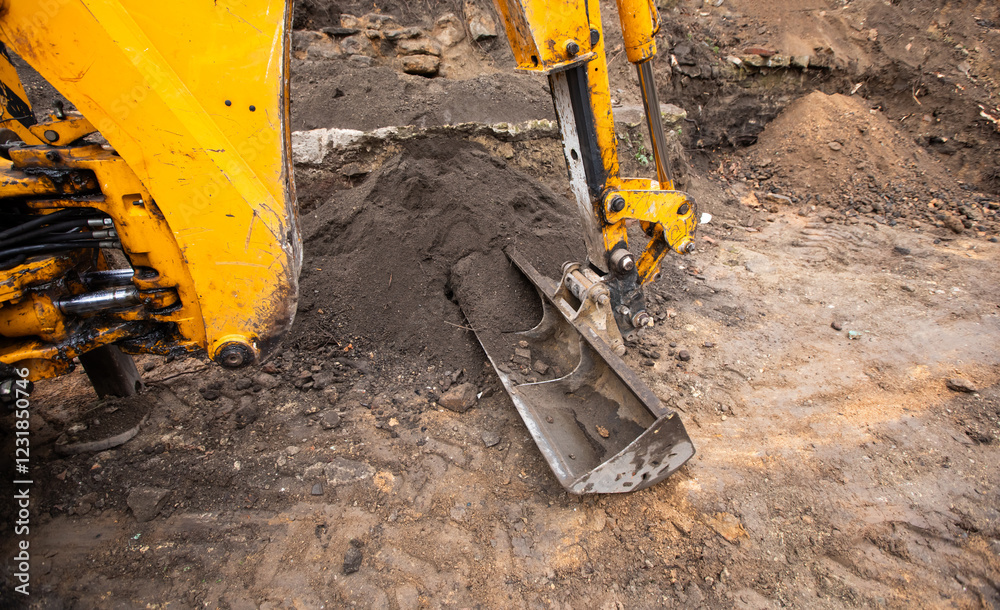 excavator on a construction site. Excavator digging earth for earthworks and construction. Heavy equipment for earthworks and construction excavator on a construction site. Excavator digging earth for earthworks and construction. Heavy equipment for earthworks and construction