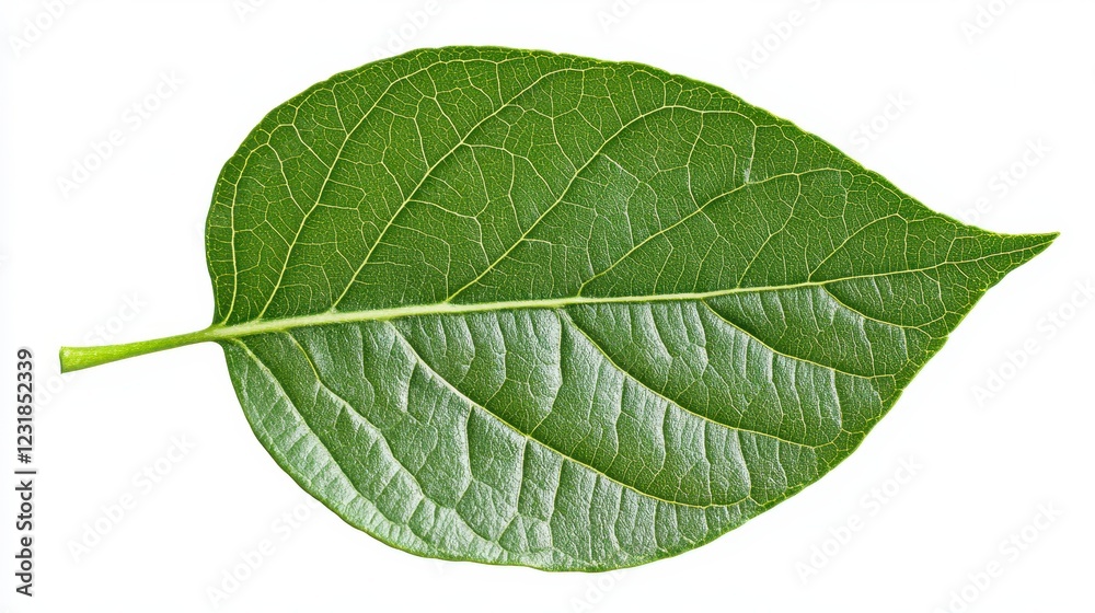 Obraz premium Detailed Green Leaf with Veins on a White Background