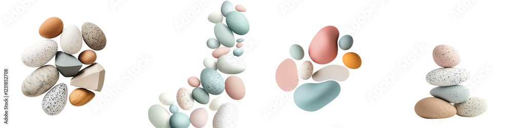 Stacked pebbles in a peaceful pastel color palette creating a tranquil and harmonious natural arrangement This minimalist calming composition evokes a sense of balance serenity and wellness Stacked pebbles in a peaceful pastel color palette creating a tranquil and harmonious natural arrangement This minimalist calming composition evokes a sense of balance serenity and wellness