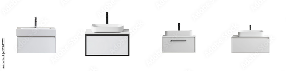 Fototapeta premium Sleek and modern bathroom vanity cabinet with integrated sink and mirror designed with a minimalist aesthetic and clean contemporary lines The monochrome color scheme and simple