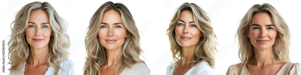 Attractive Blonde Woman with Curly Hair Posing in White Studio Lighting Showing Confident Radiant and Chic Expression Attractive Blonde Woman with Curly Hair Posing in White Studio Lighting Showing Confident Radiant and Chic Expression