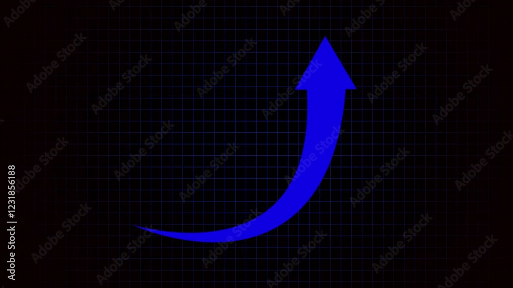 abstract blue color arrow rising transparent channel arrow animation on black background. 4k business arrow animation. abstract blue color arrow rising transparent channel arrow animation on black background. 4k business arrow animation.