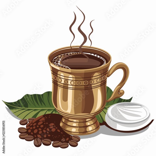 Traditional South Indian Filter Coffee in Brass Cup