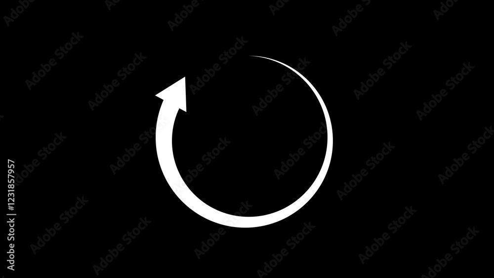 Refresh button icon animation. circle arrow icon set, reload, rotation on black background in white color. 4k animation. Refresh button icon animation. circle arrow icon set, reload, rotation on black background in white color. 4k animation.