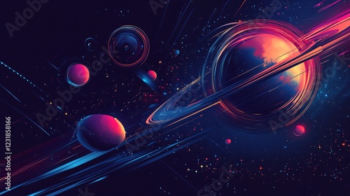 Advanced satellite space ship station orbiting Earth in space exploration concept
