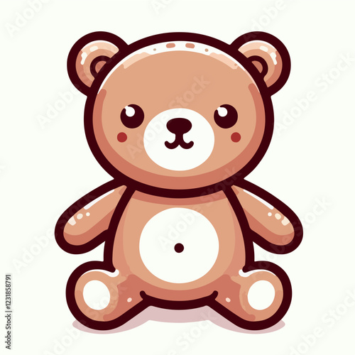 Adorable Cartoon Teddy Bear:  A cute and cuddly brown cartoon teddy bear with big eyes and a sweet smile sits in a playful pose, perfect for children's illustrations and branding.  