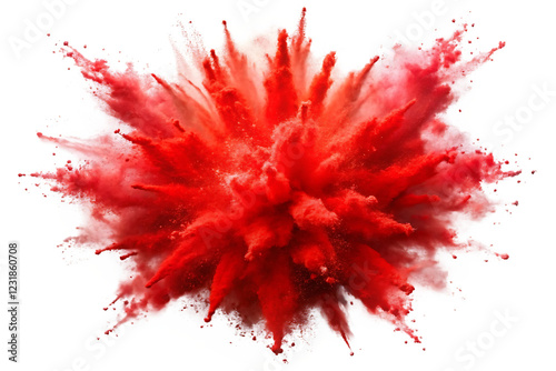 bright red hole paint color powder festival expos on transparent