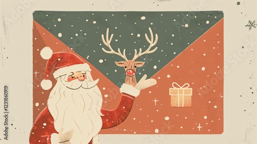 Festive Christmas Envelopes with Cute Reindeer for Holiday Greetings and Invitations