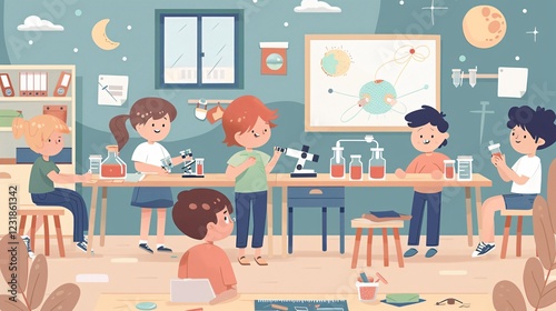 Interactive Learning for Kids: Children Engaging in Various Subjects
