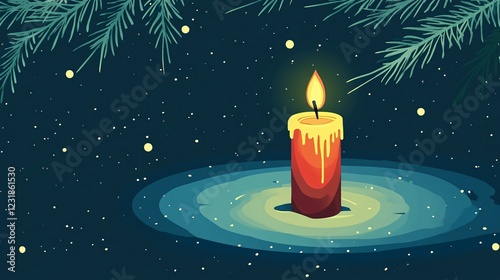 Festive Christmas Candle Burning Vector Illustration for Holiday Designs and Decorations
