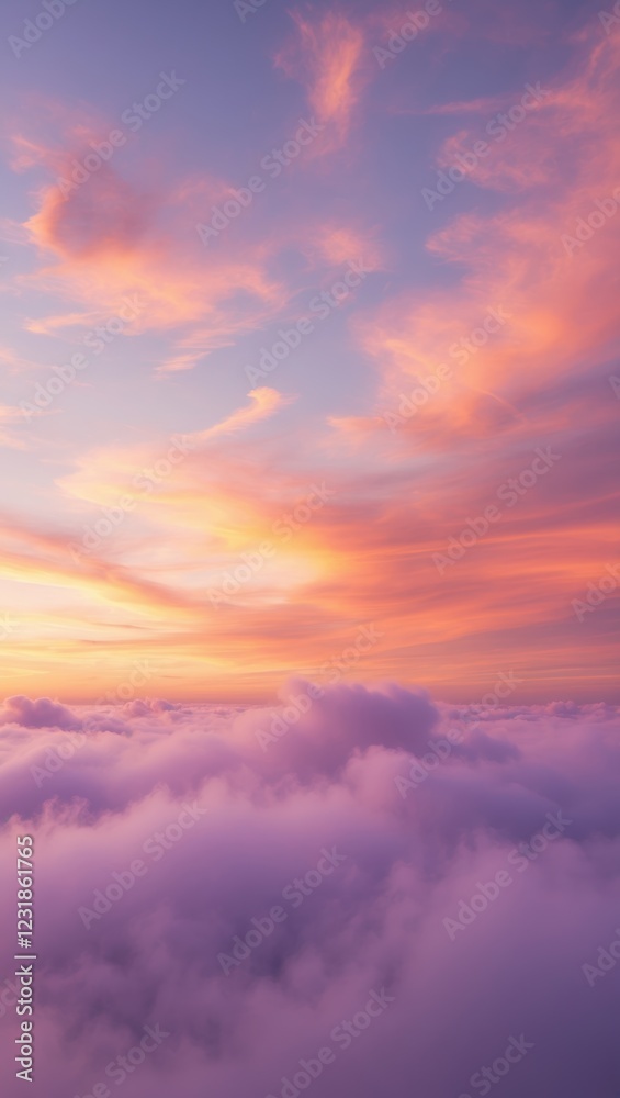 Obraz premium Vibrant Sunset Sky with Pastel Clouds