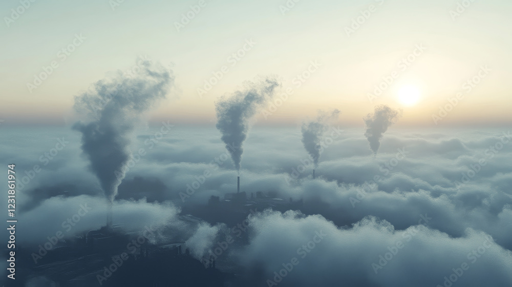 Obraz premium Black smoke or steam trails set, factory or plant industrial smog clouds isolated on transparent background, environmental air Co2 gas pollution, emission. Realistic 3d vector illustration, clip art