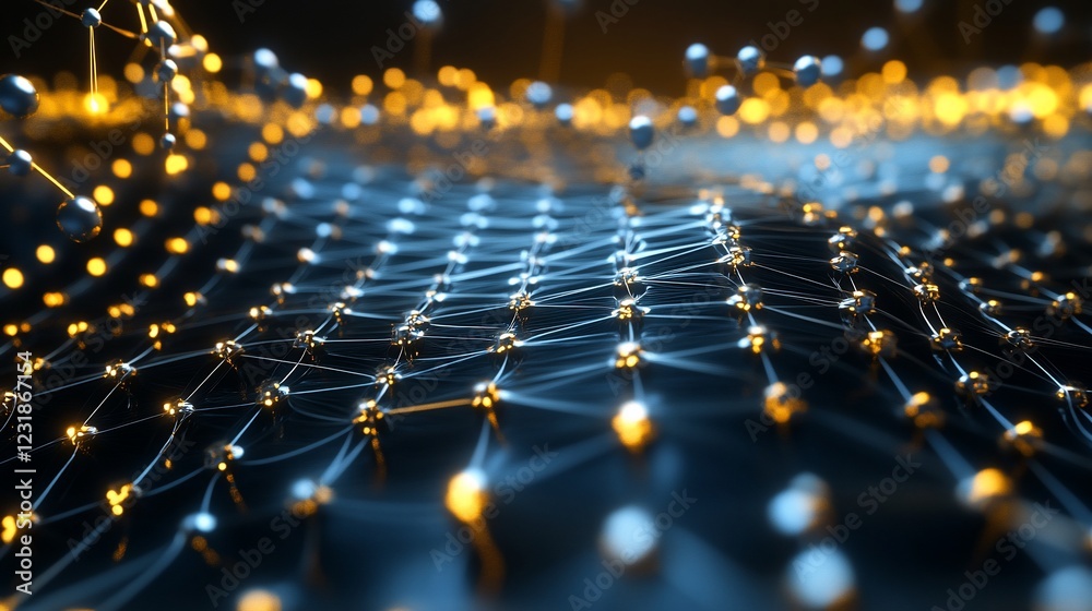 Fototapeta premium Abstract Network Data Flow, Global Connection, Digital Technology, Background Glow, Science Illustration