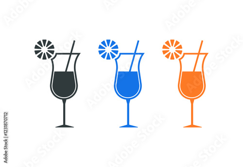 glass of juice icon set