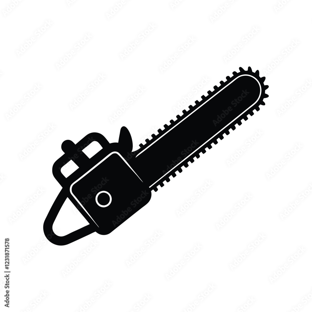 Chainsaw Silhouette Vector Icon for Logging, Woodcutting, and Forestry Management Solutions Chainsaw Silhouette Vector Icon for Logging, Woodcutting, and Forestry Management Solutions