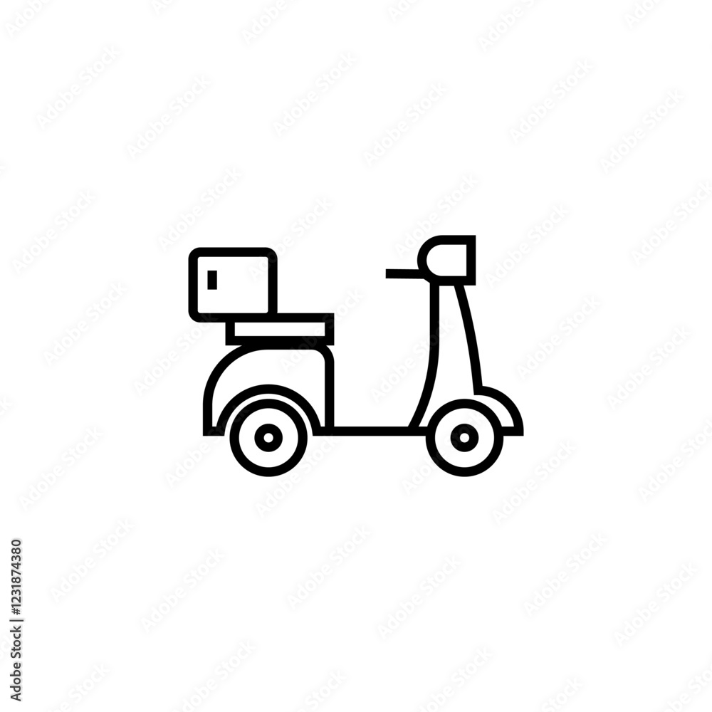 express delivery icon with scooter bike box express delivery icon with scooter bike box