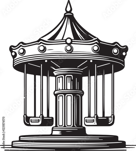 Isolated black chain carousel thin line con Vector, black chain carousel thin line Silhouette,black chain carousel thin line icon set, black chain carousel thin line for logo,color black chain carouse